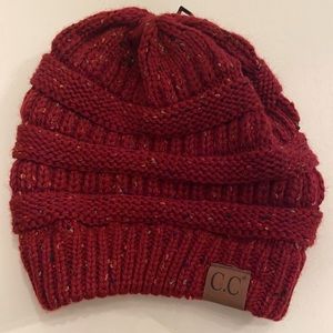 CC burgundy knit winter beani cap warm women’s trandy hat NWT
